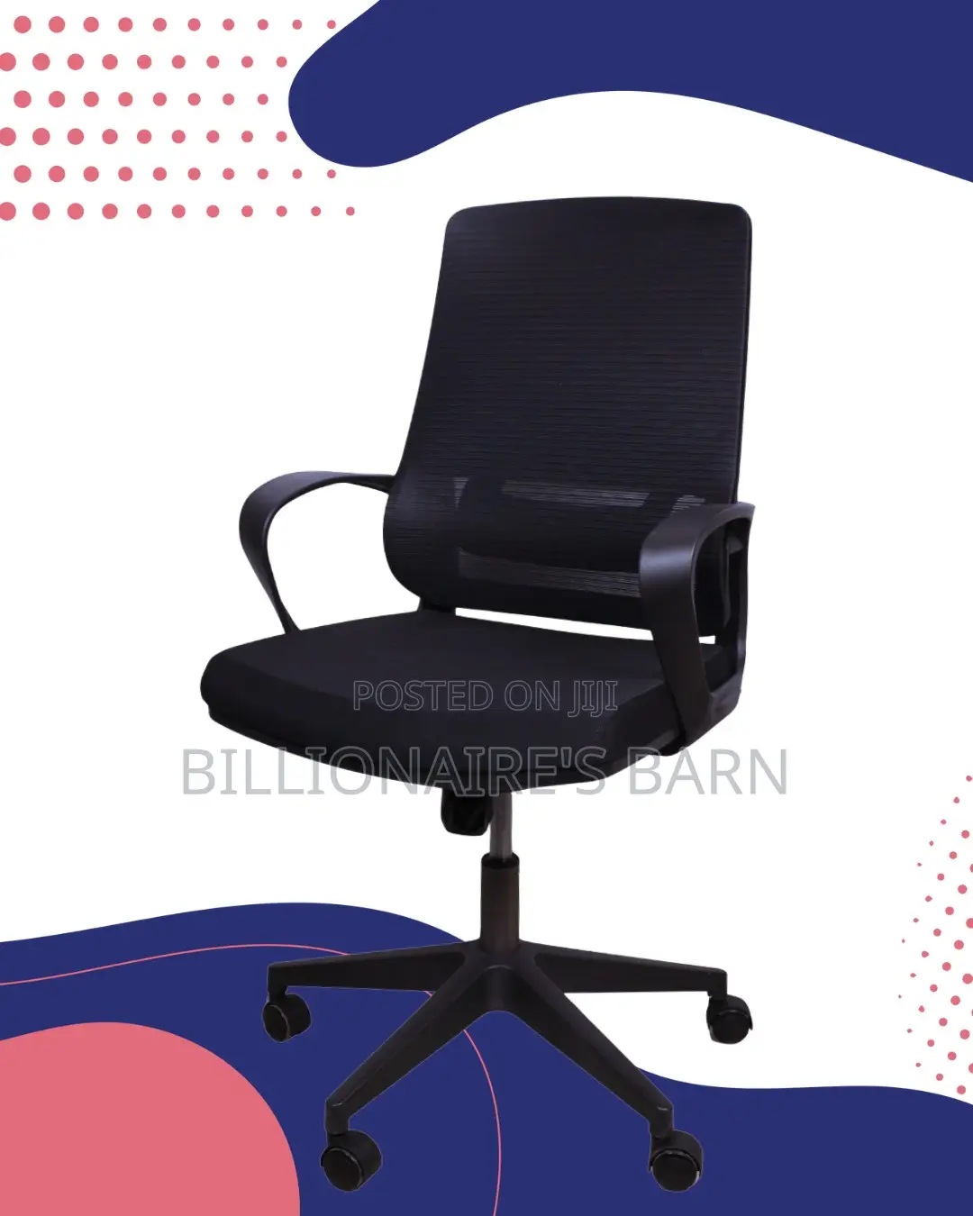 Durable Black Ergonomic Mesh Office Chair | Swivel Base