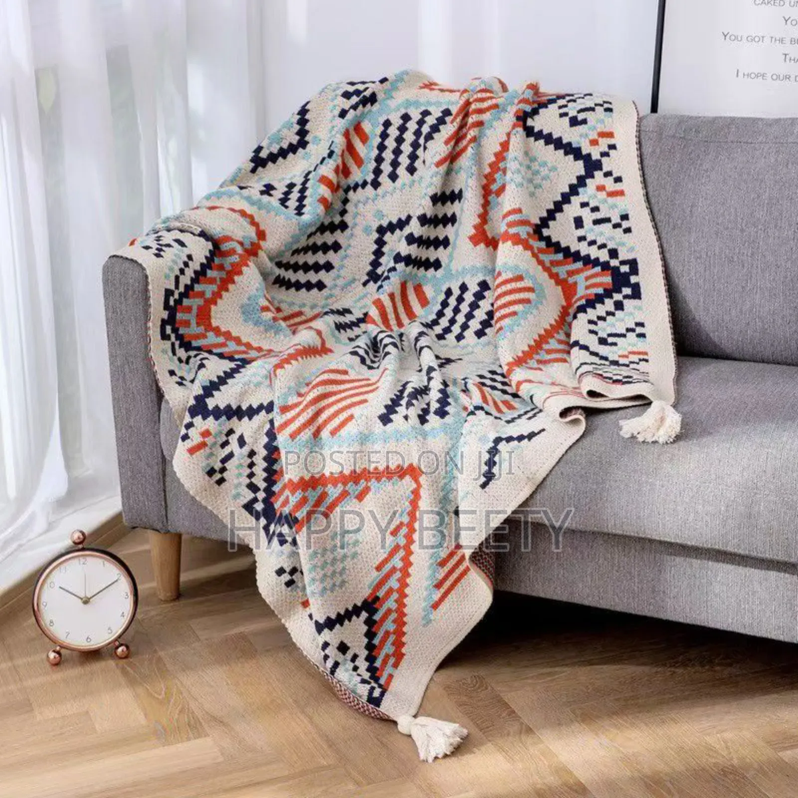 * Nordic Sofa Cover Cotton - Knitted With Tassels End*