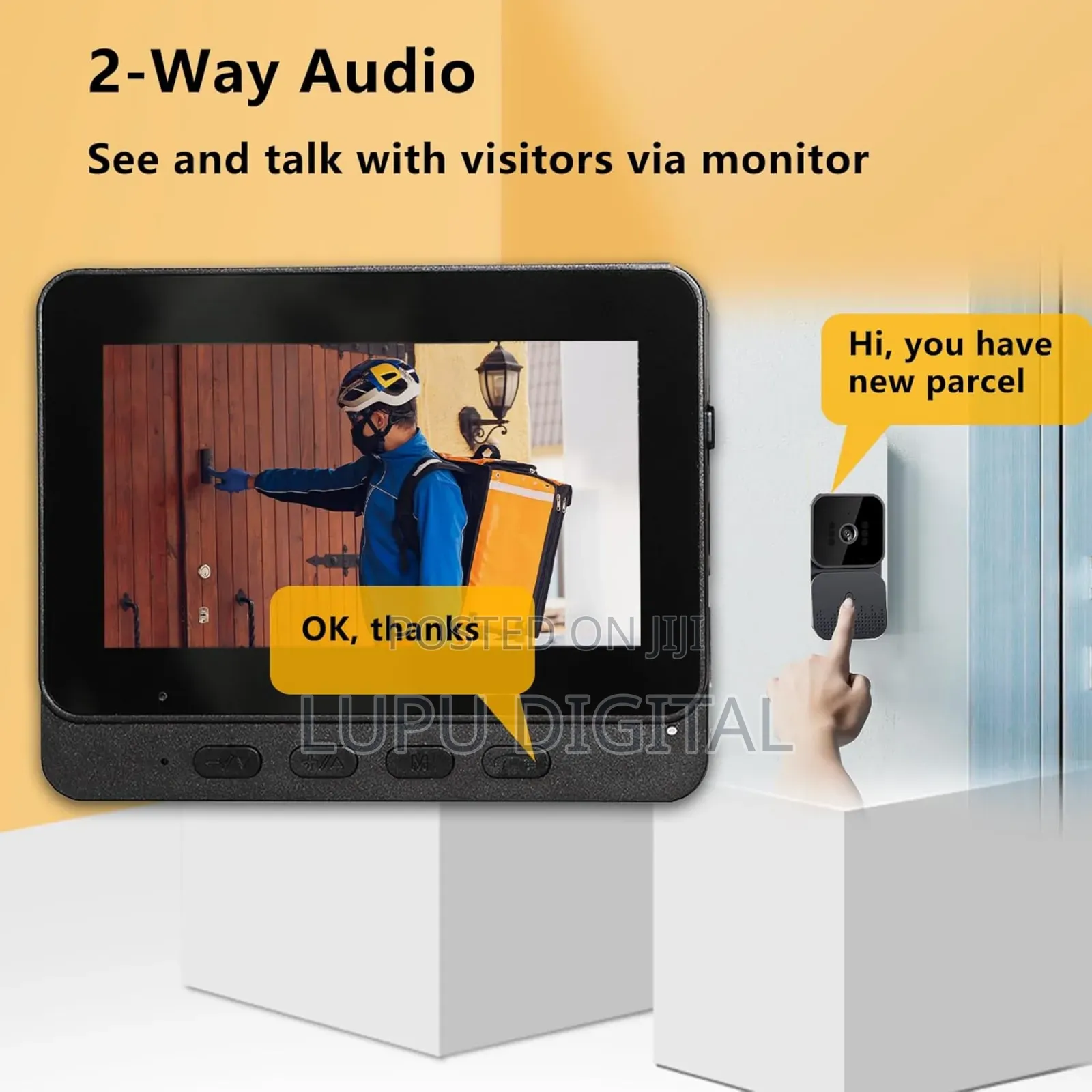 Doorbell Camera 1080p With 4.3” Ips Screen Night Vision