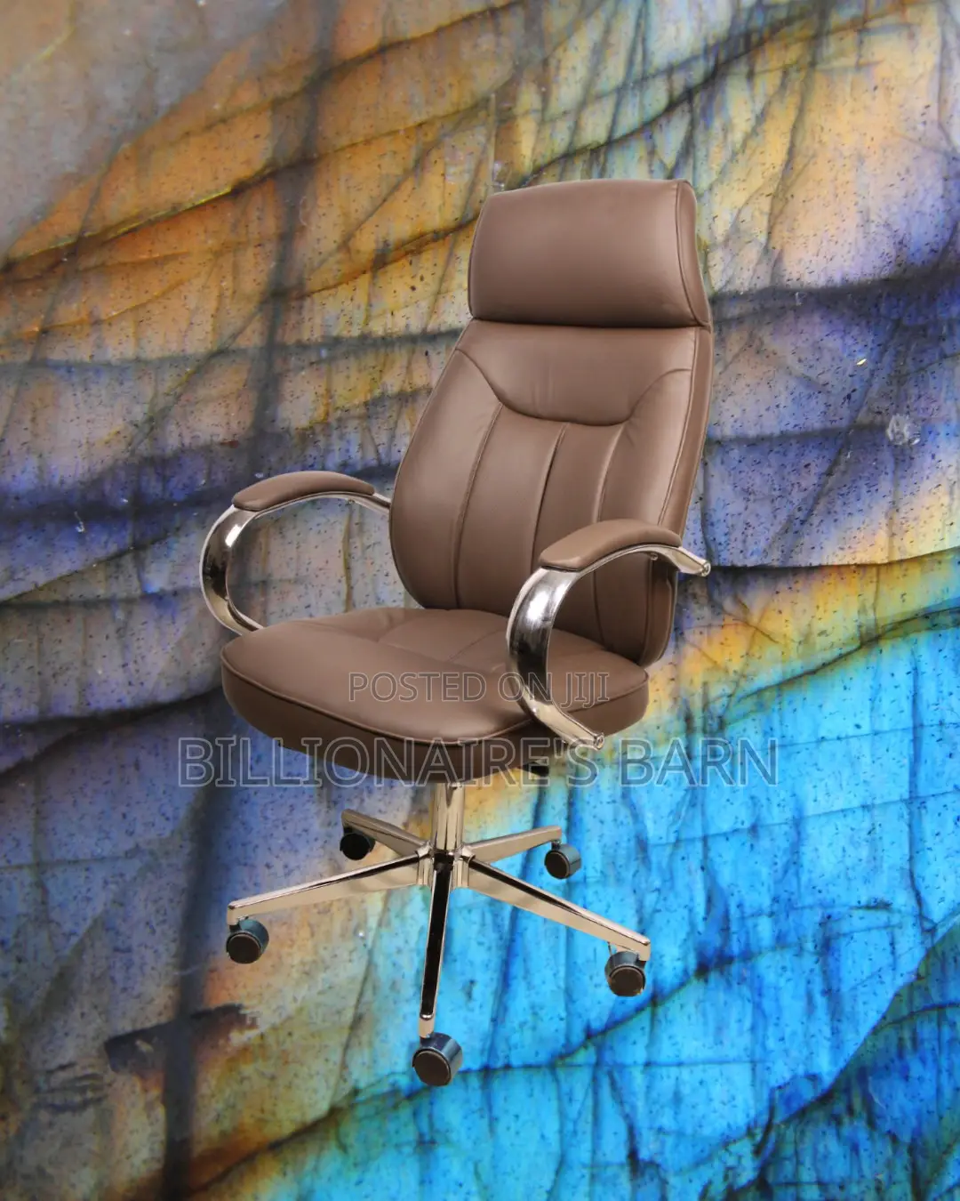 Brown Executive Leather Office Chair (Quiet-Roll) — Moving Fast