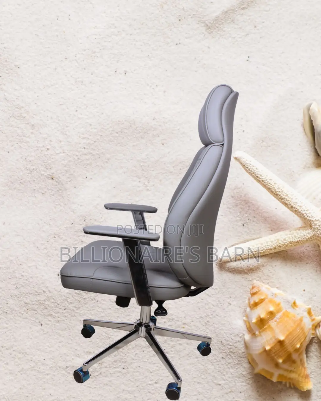 Durable Grey Executive Leather Office Chair — Boosts Posture Focus