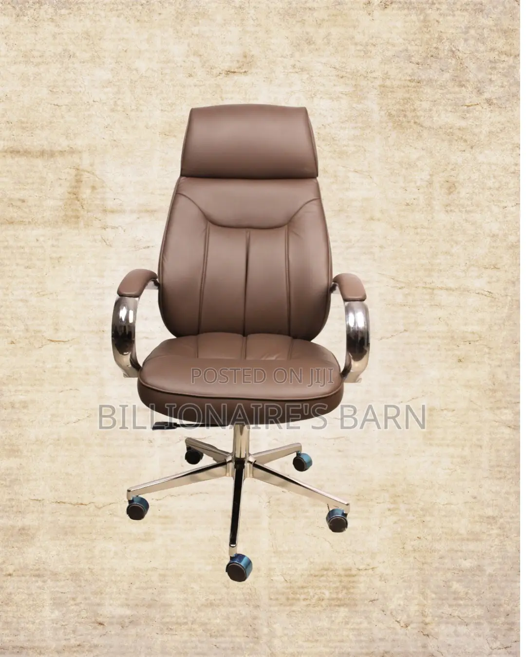 Brown Executive Leather Office Chair | Modern Padded Armrests