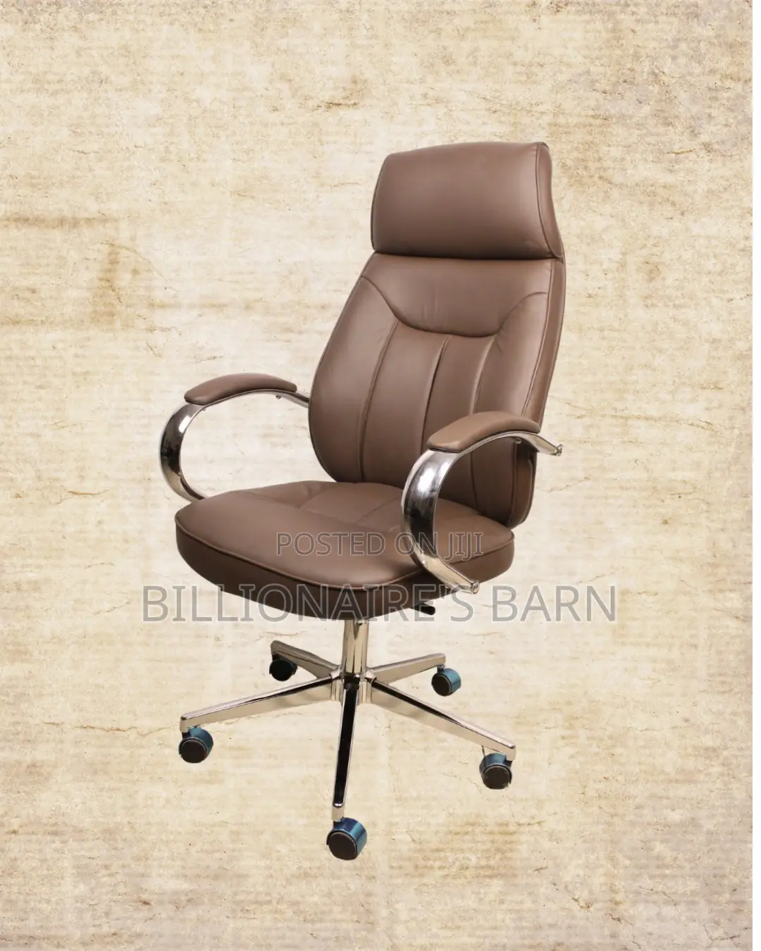Brown Executive Leather Office Chair | Modern Padded Armrests