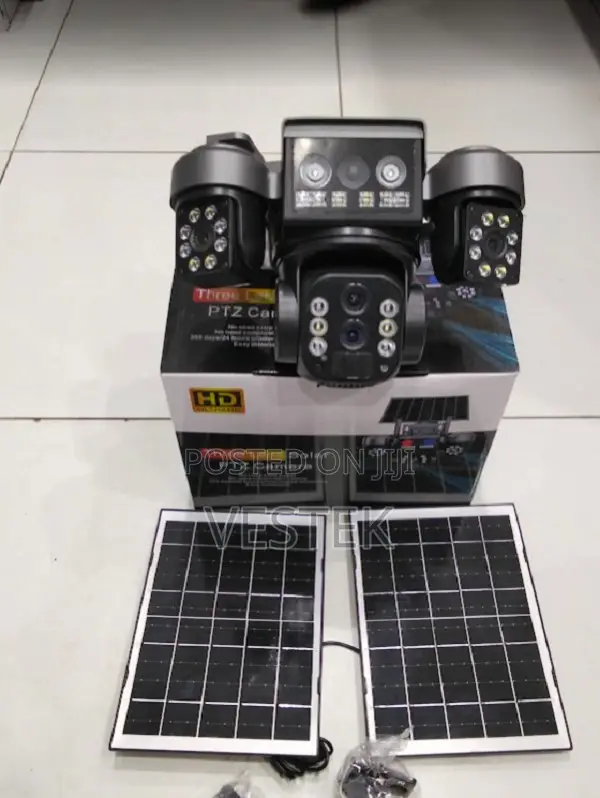 3 Lens Solar PTZ Camera Ultra Hd V380pro 4g Solarcamera,2 Panels Zoom