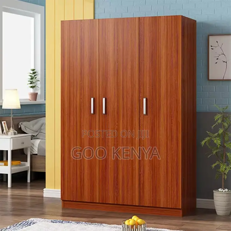Home Wardrobe; 3-Door Wooden Home Clothes Wardrobe With Shelves.