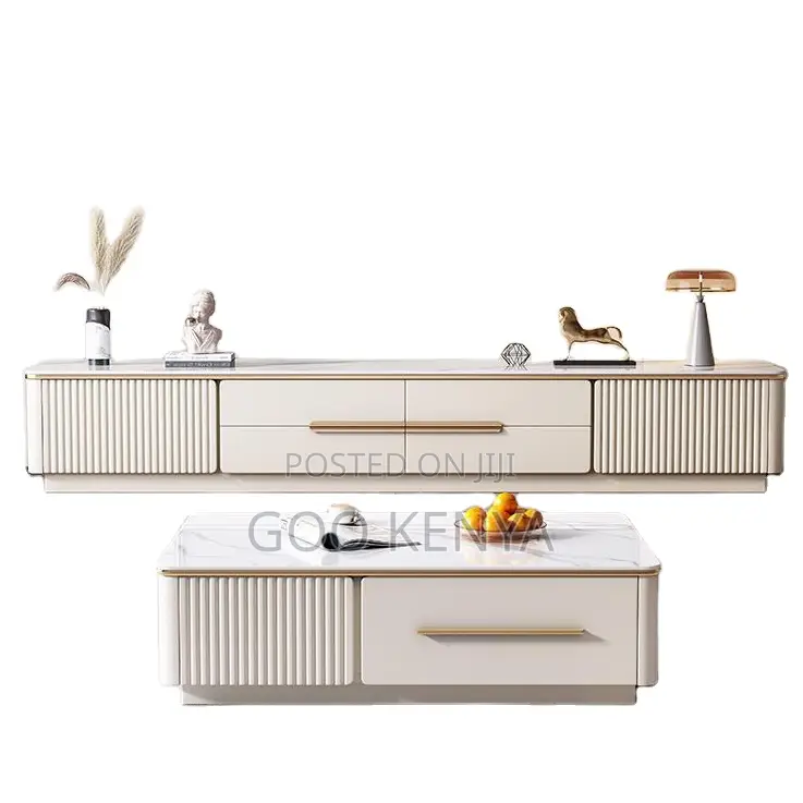 Coffee Table and Tv Stand; Marble Coffee Table and Tv Cabinet Set