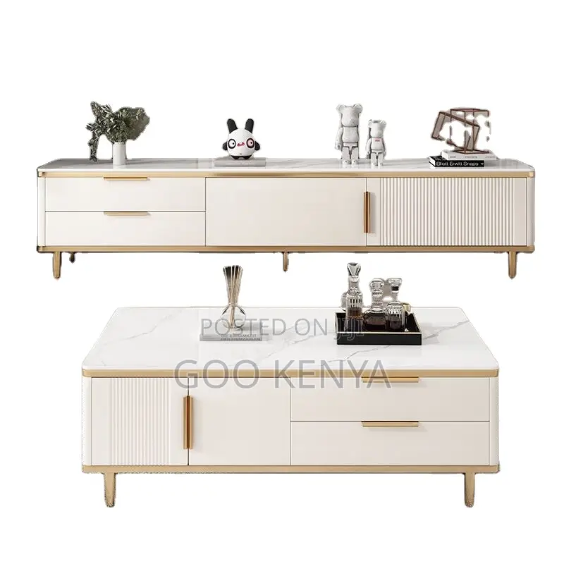 Coffee Table and Tv Stand; Marble Coffee Table and Tv Cabinet Set