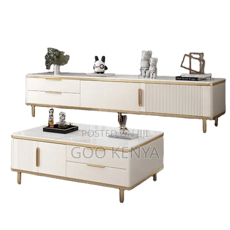 Coffee Table and Tv Stand; Marble Coffee Table and Tv Cabinet Set