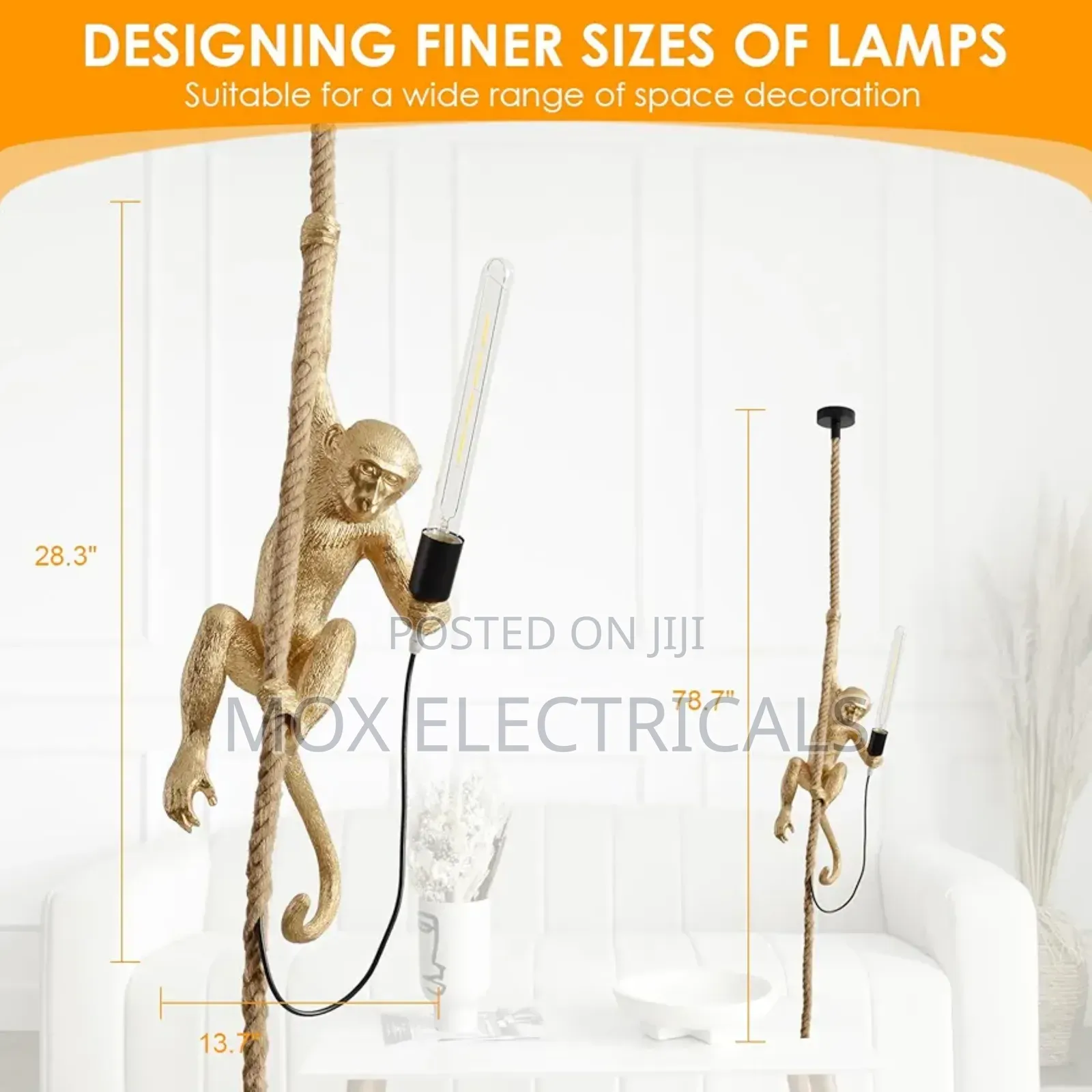 Industrial Resin Hemp Rope Monkey Pendant Light