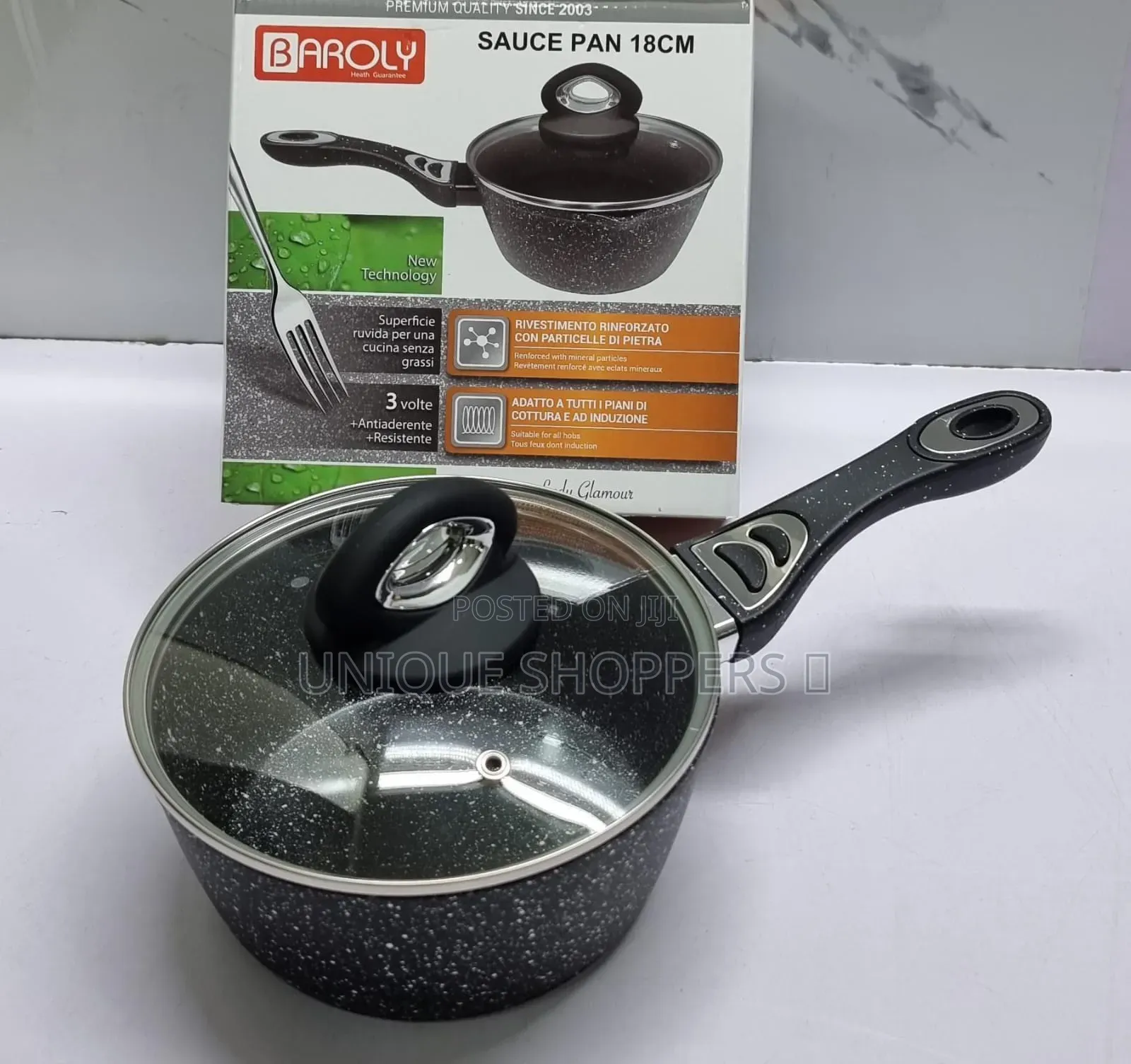 Baroly German Brand Heavy Granite Sauce Pans + Lid Now
