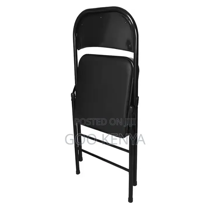 Office Chair; Black Leather Foldable Office Guest Chair
