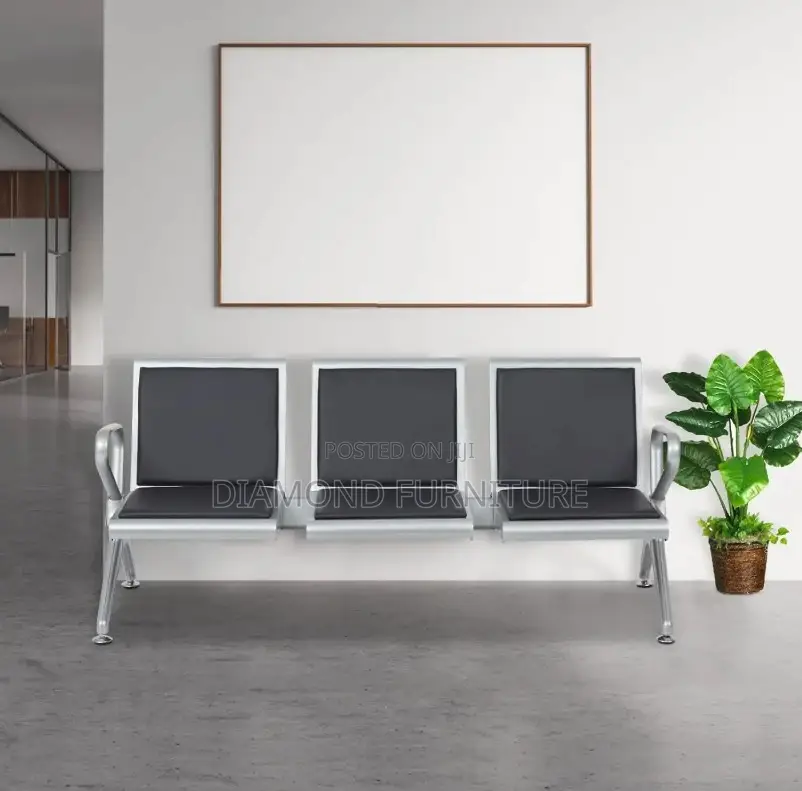 Office Furniture; 3-Link Sturdy Padded Lobby Bench