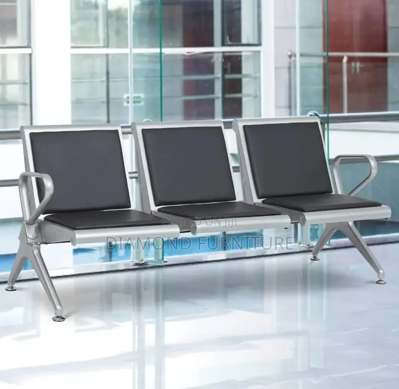 Office Furniture; 3-Link Sturdy Padded Lobby Bench