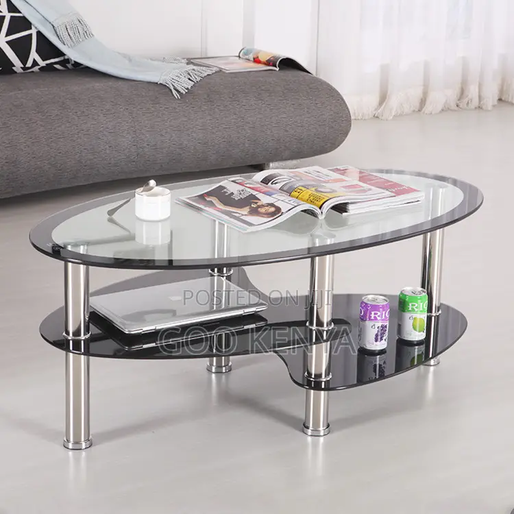 Home Coffee Table; Oval Living Room Side Glass Tea Table