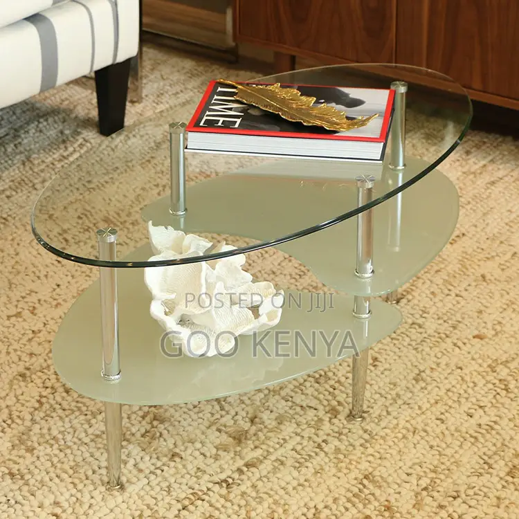 Home Coffee Table; Oval Living Room Side Glass Tea Table