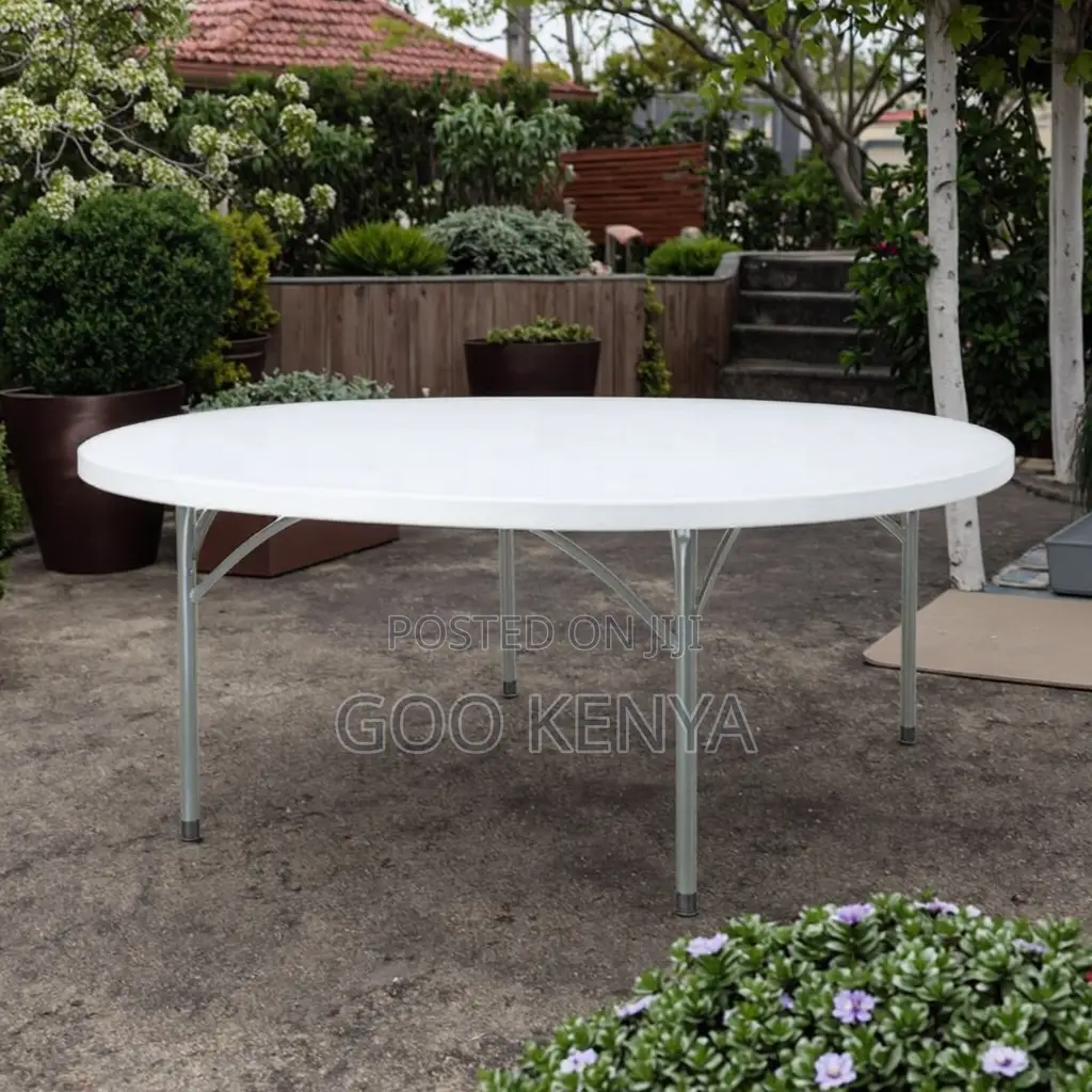 Outdoor Table; White Round Patio Dining Table for Outdoor Use