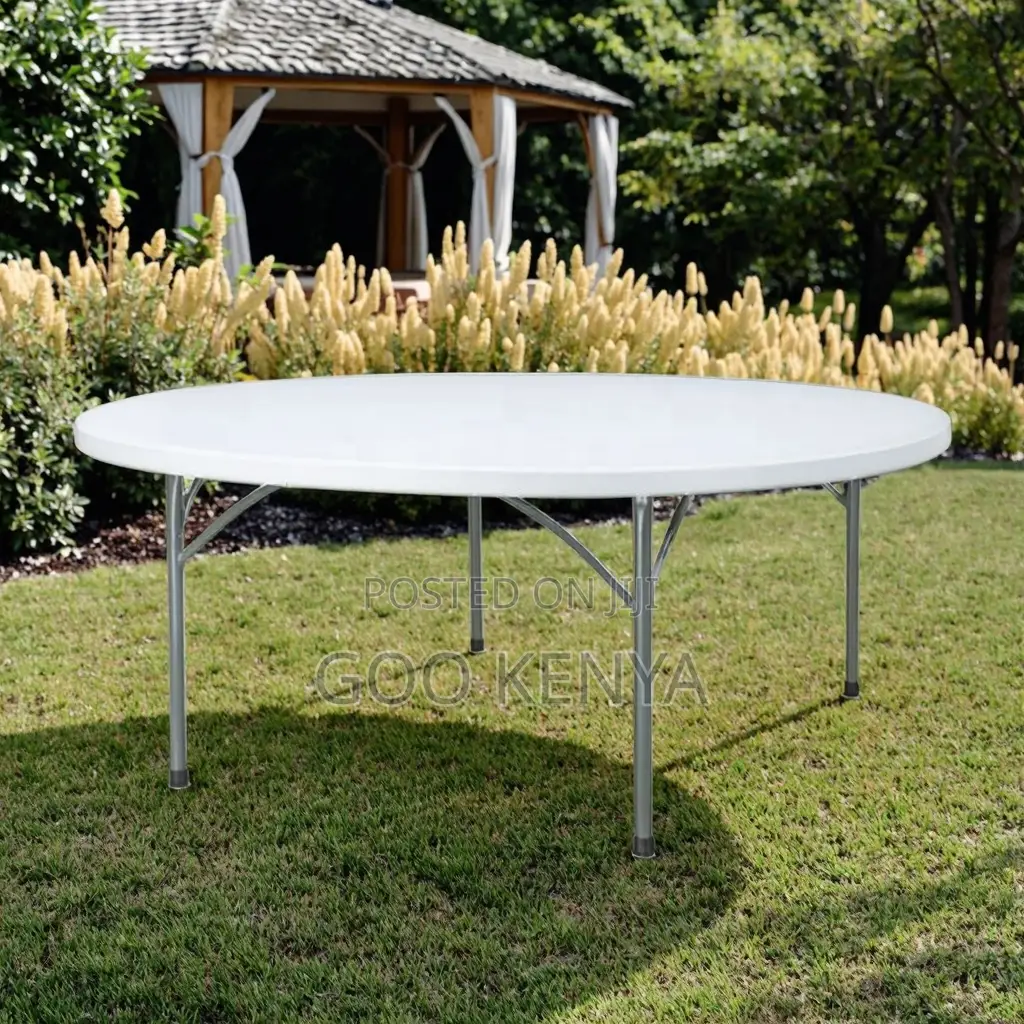 Outdoor Table; White Round Patio Dining Table for Outdoor Use