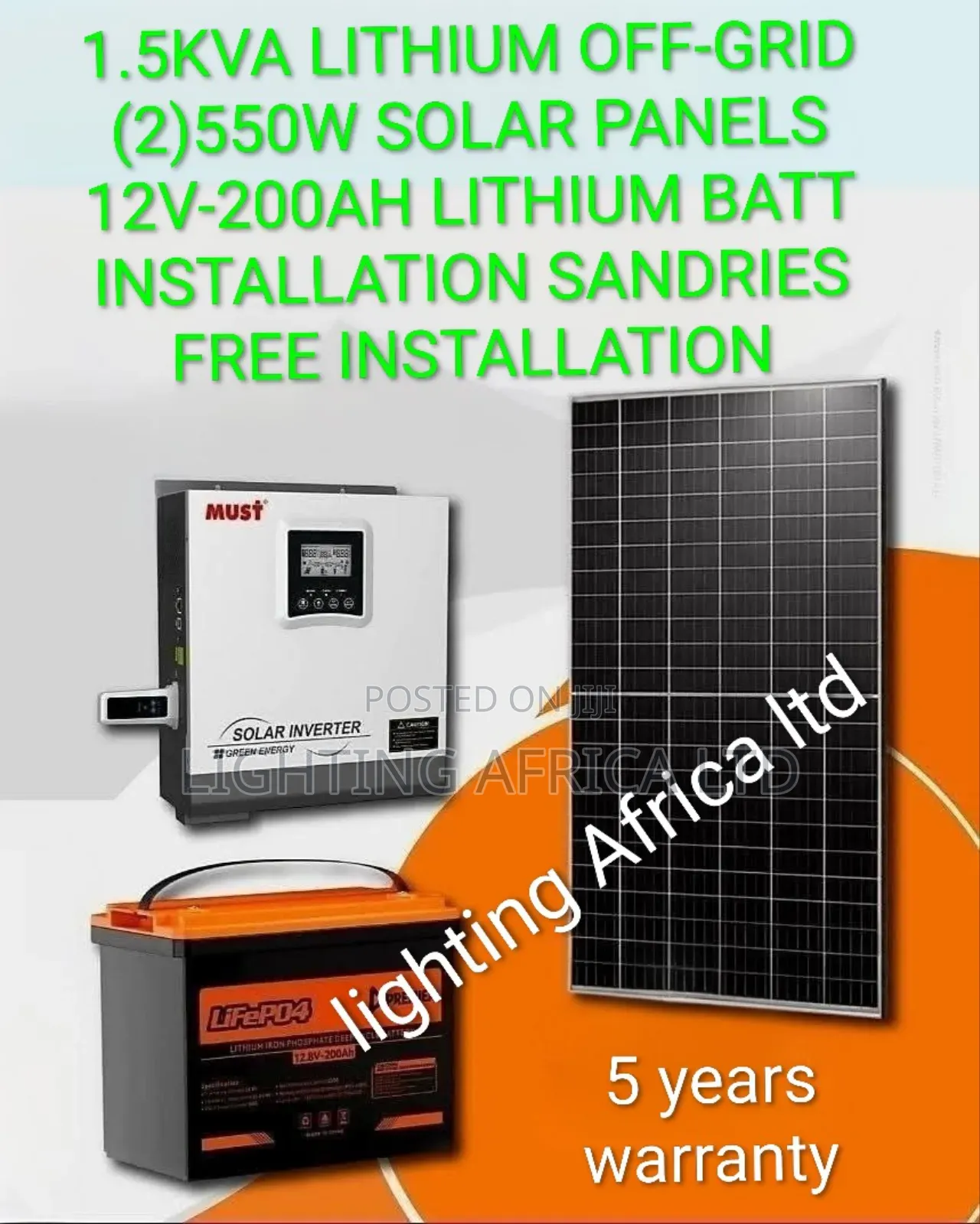 1.5kva Off-Grid (12v - 200ah Lifepo4 Battery) System