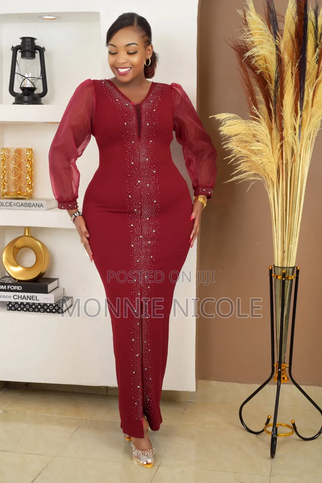 Stylish Burgundy Corporate Dinner Dress/Birthday Shoot