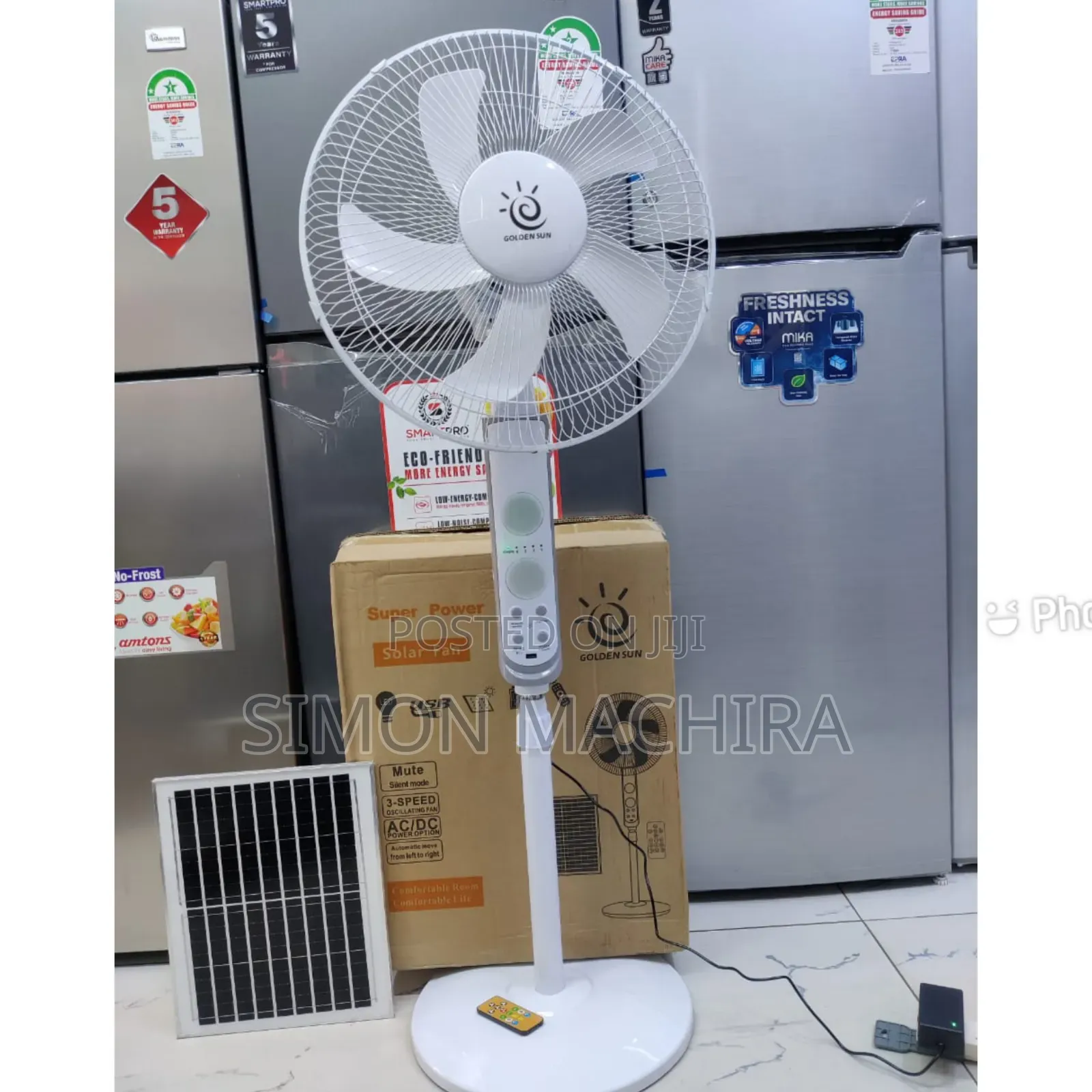 15w Oscillating Solar Fan With Remote