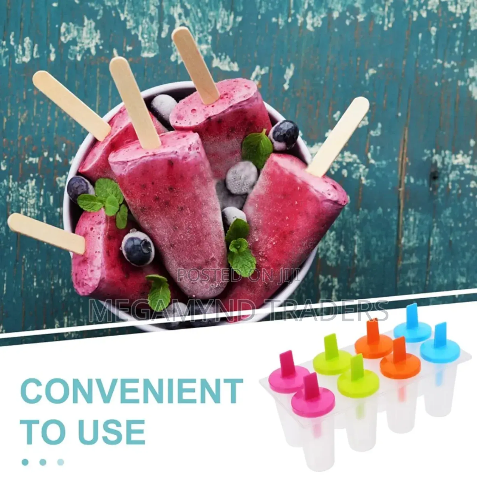 6pc Pop Molds/ Reusable Ice Popsicle Molds
