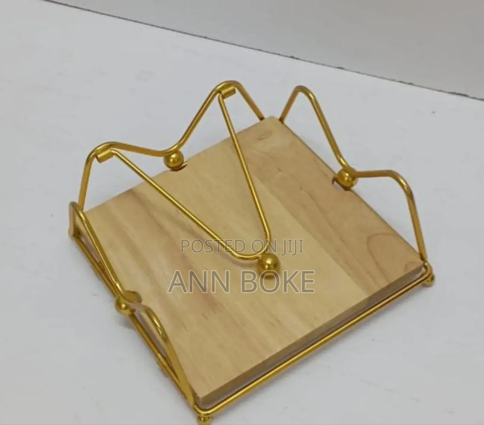 *Golden Flip Serviette Holder With Wooden Base* Rust Resistant