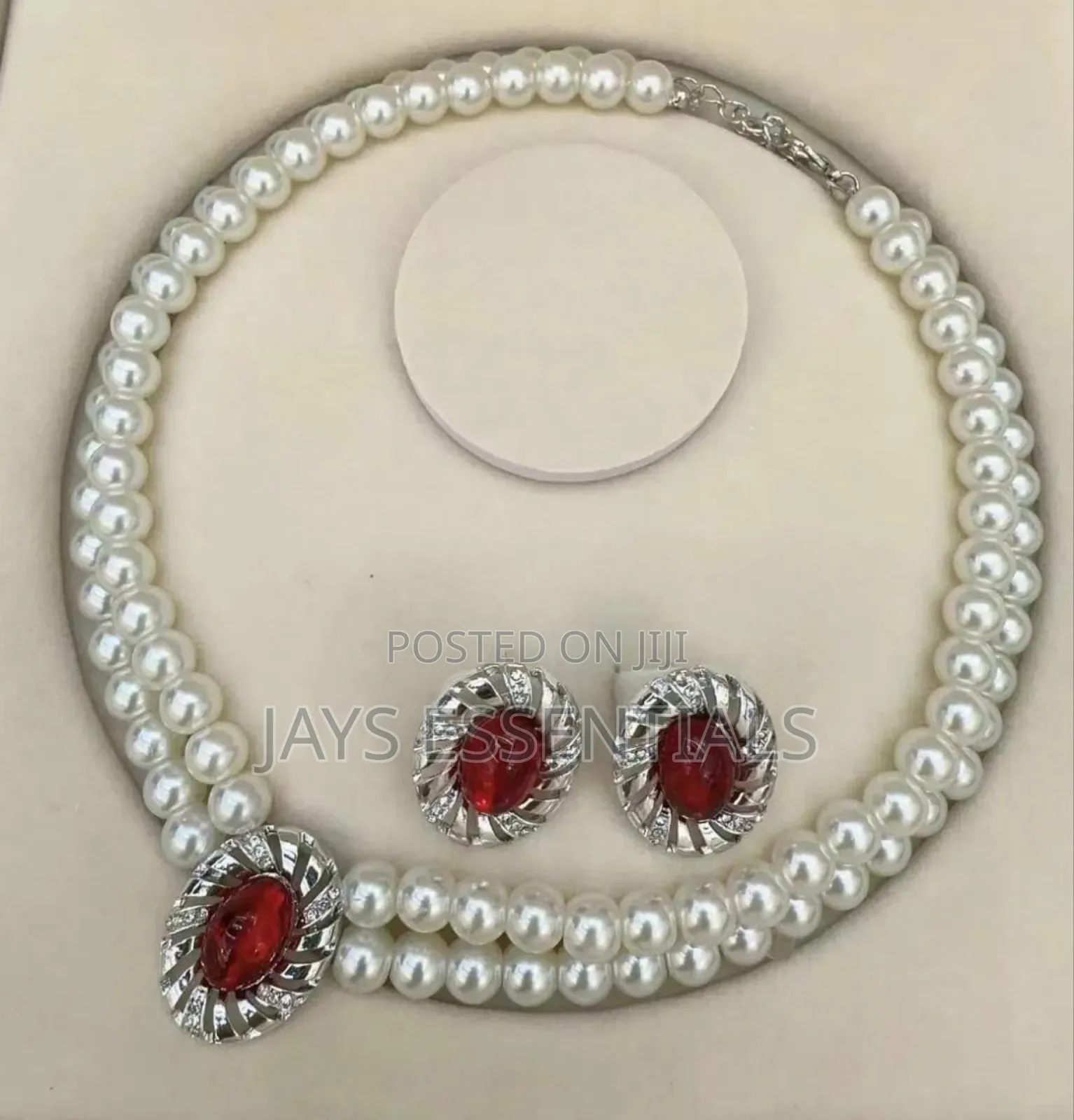 Pearl Necklace and Earrings Set