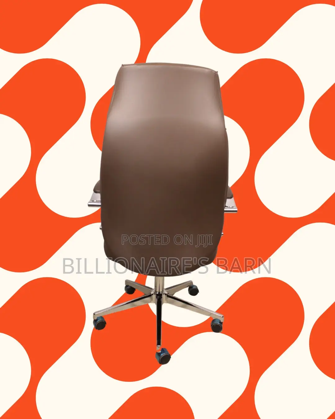 Minimal Brown Executive Leather Office Chair | Padded Armrests