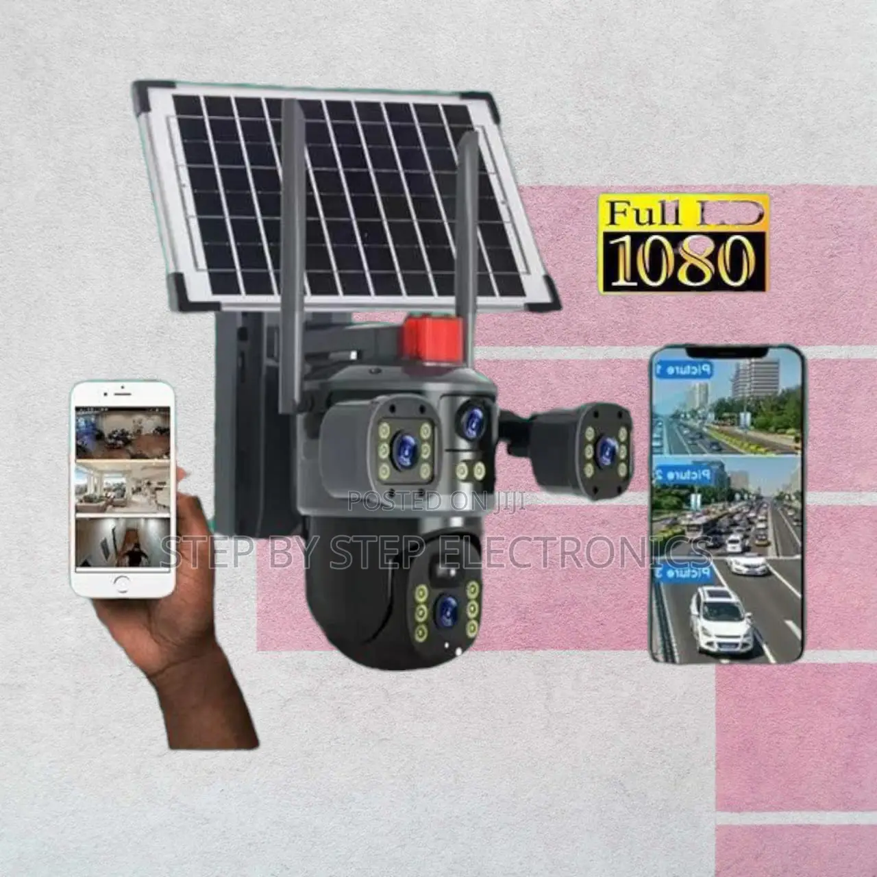 12mp 4g PTZ Rotating 4 Lens Solar CCTV Camera With Mobile Monitoring