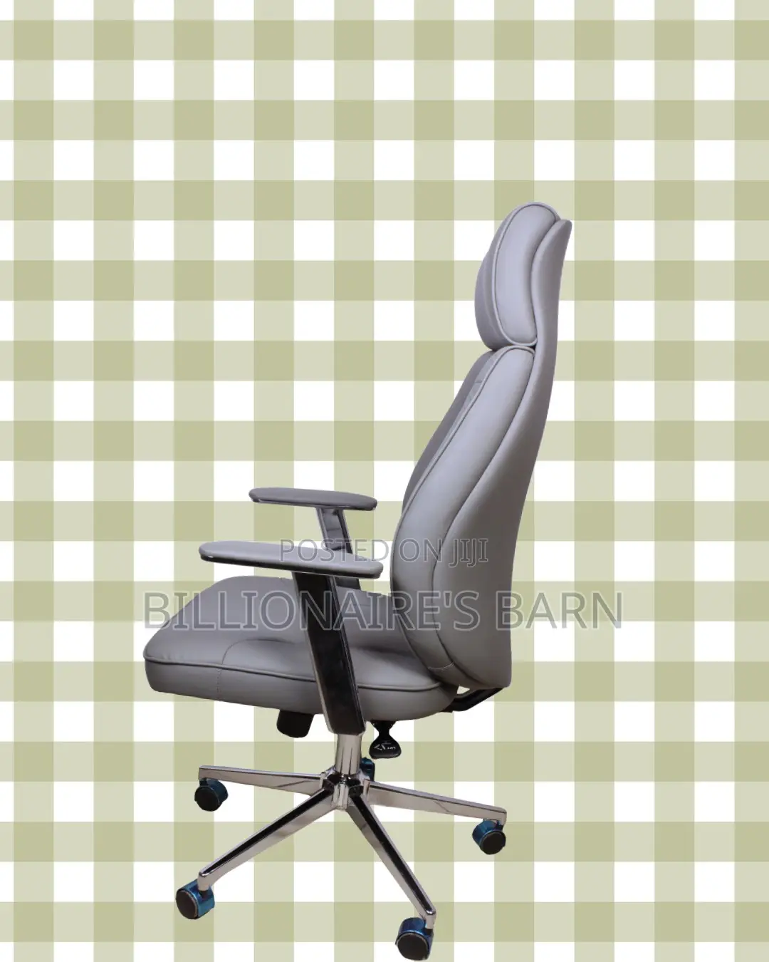 Ergonomic Grey Executive Leather Office Chair | Tilt Lock Mechanism