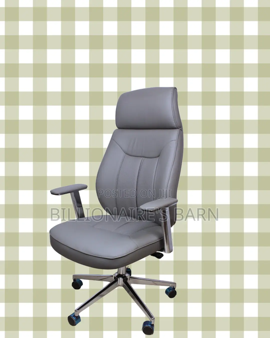 Ergonomic Grey Executive Leather Office Chair | Tilt Lock Mechanism