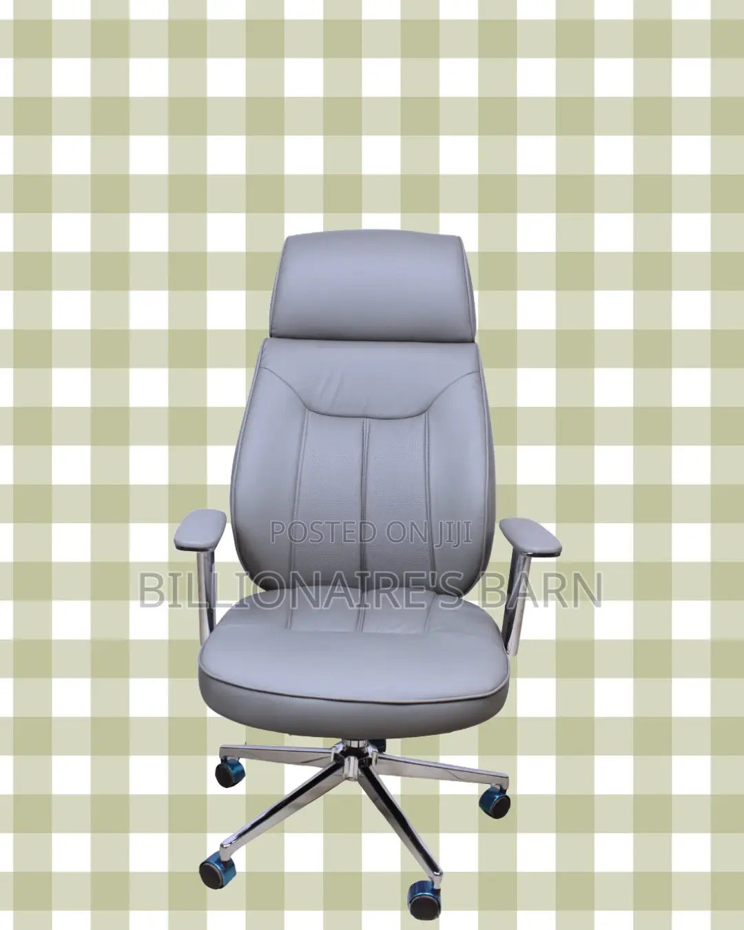 Ergonomic Grey Executive Leather Office Chair | Tilt Lock Mechanism
