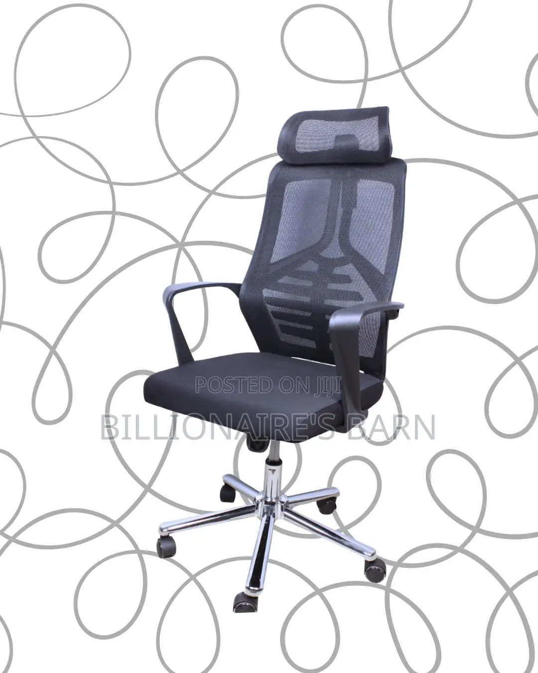 Modern High Back Mesh Office Chair — Strong Stable Base