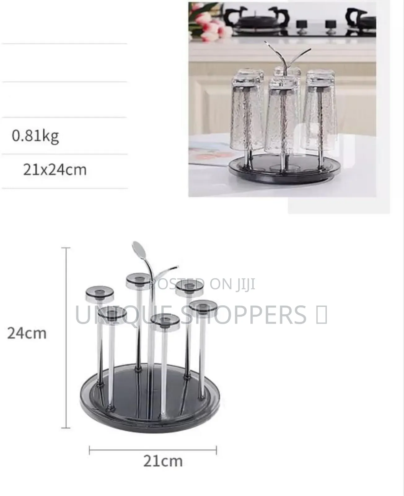 Rotating 6pc Glass Tumbler Holder