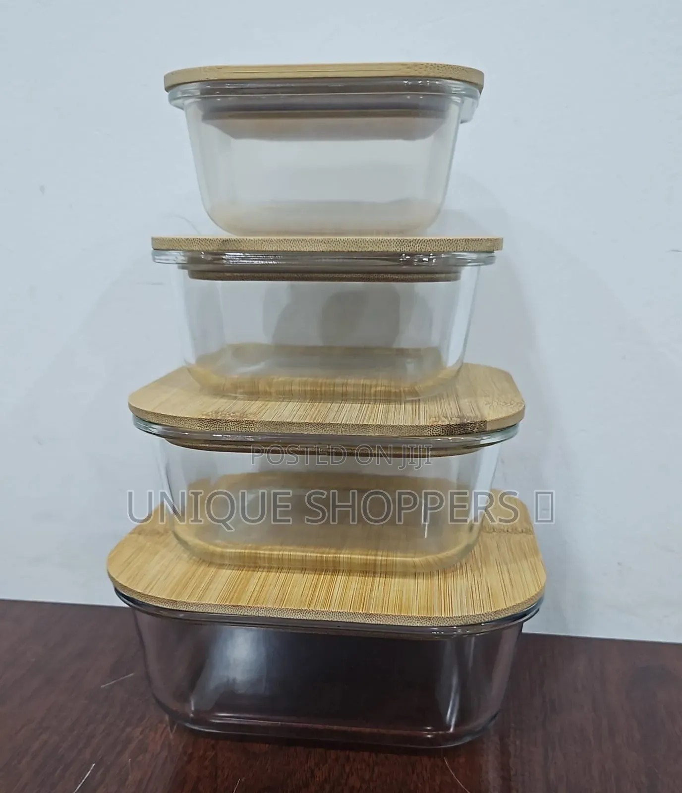 4in1 Lock Glass Food Storage Containers With Air Tight Bamboo Lids