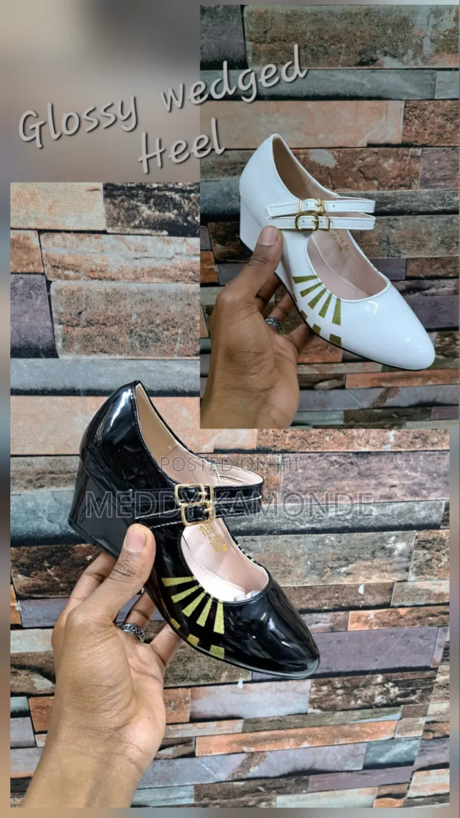 Designer Black White Wedge Shoes