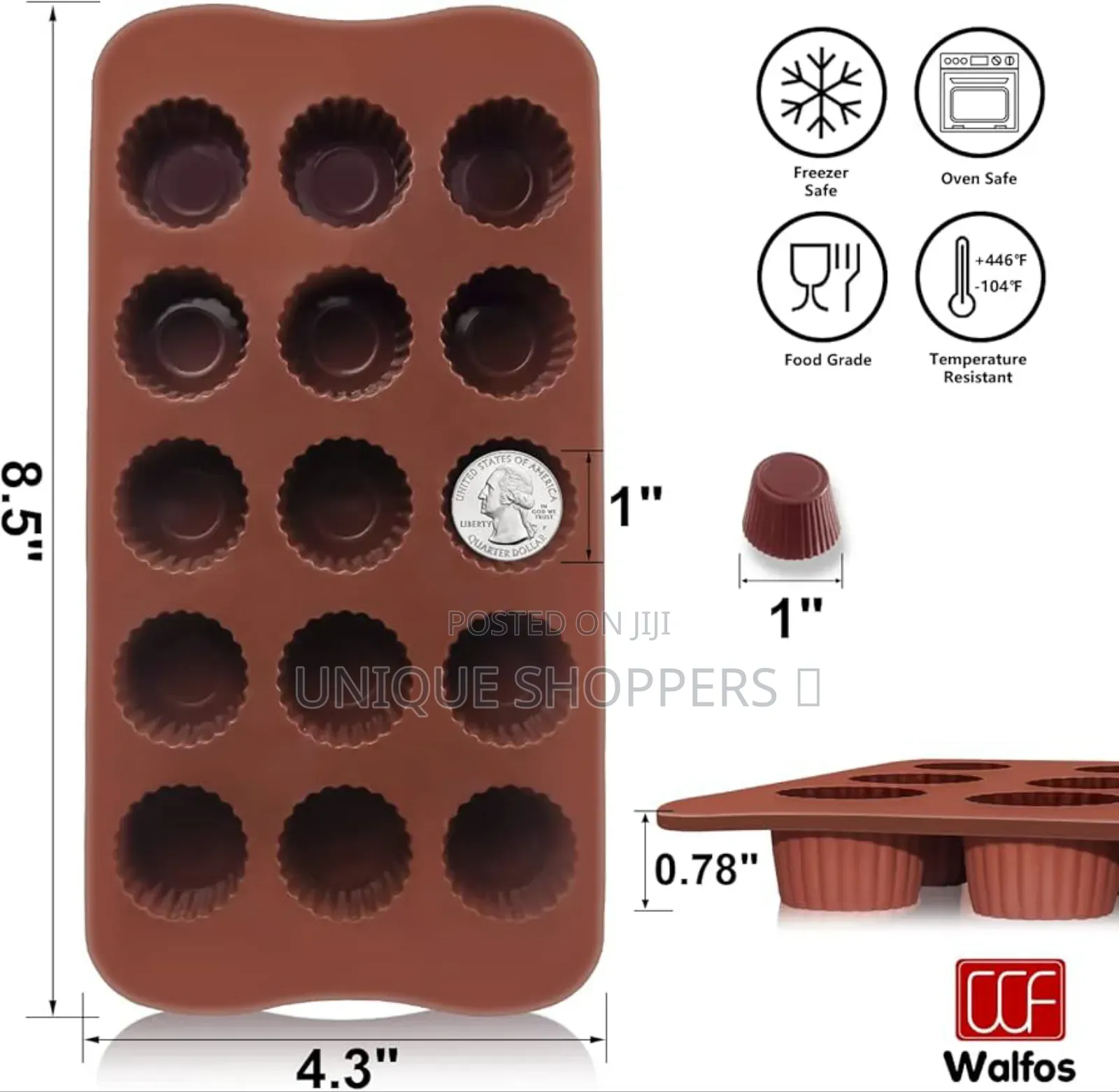 *15 Slot Chocolate, Candy, Ice Cream Or Ice Cubes Silicone Moulds