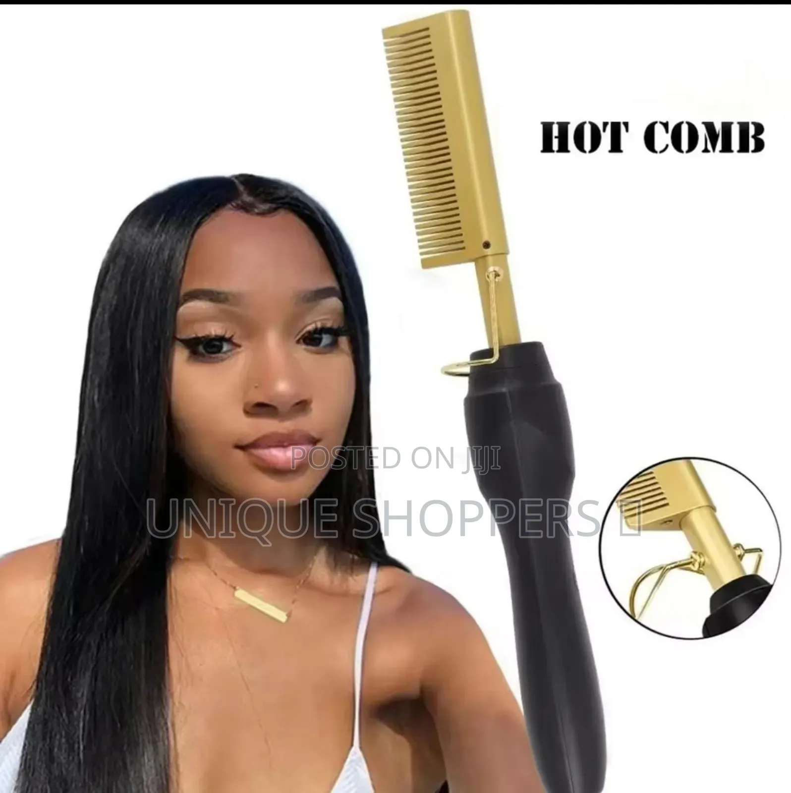 Gold Electric Heat Comb Hair Straightener