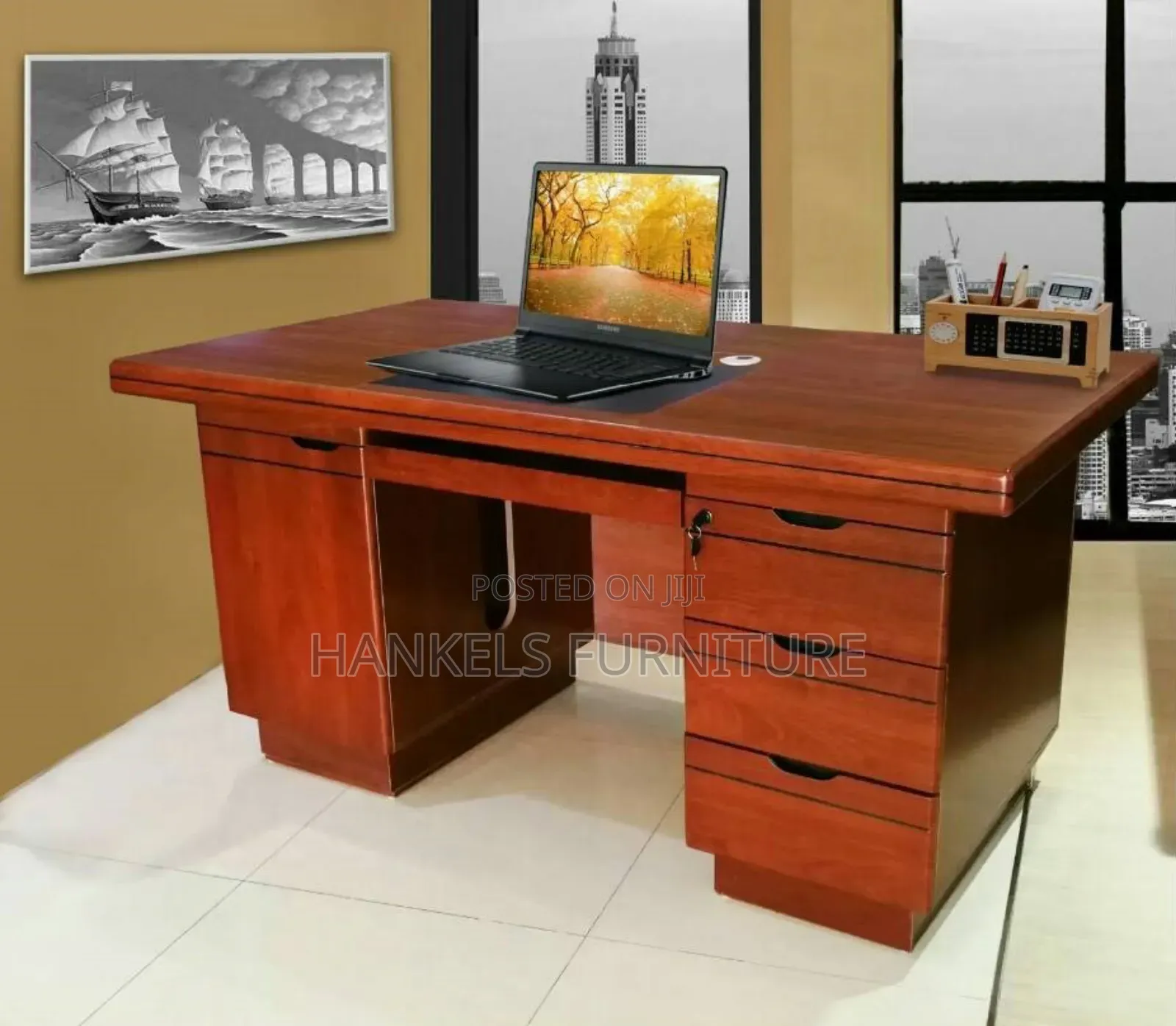 Mahogany Red Brown Executive Office Desk