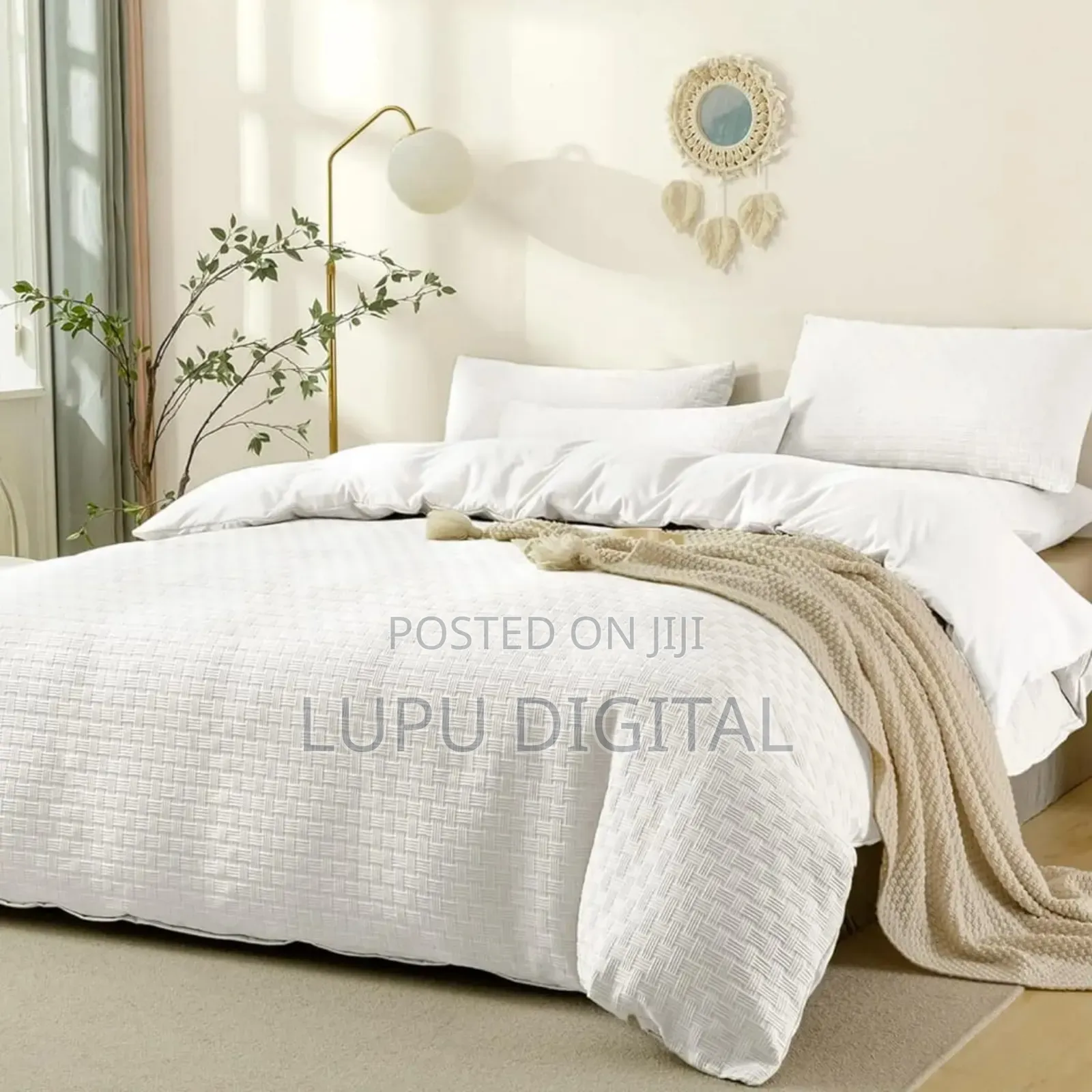 *Waffle Weaving Poplin Luxury Soft Cotton Duvet Cover Set
