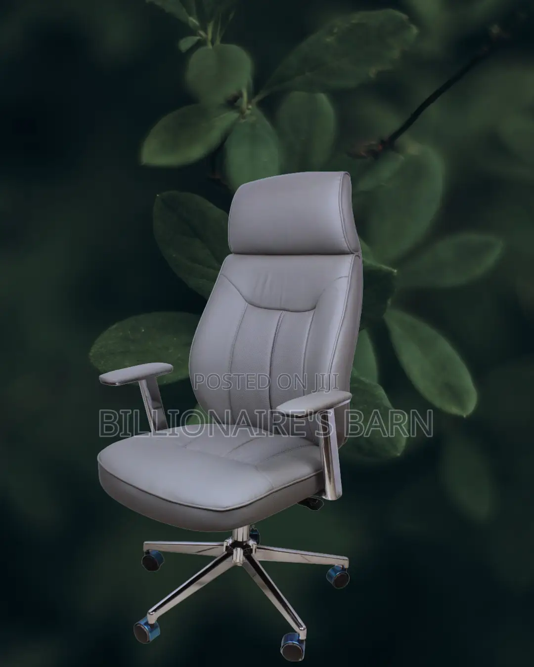 Grey Executive Leather Office Chair (Imported) — Restocked!