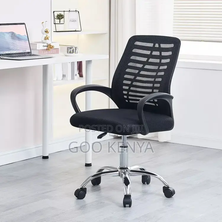Office Chair; Height Adjustable Rotating Black Office Chair With Arms