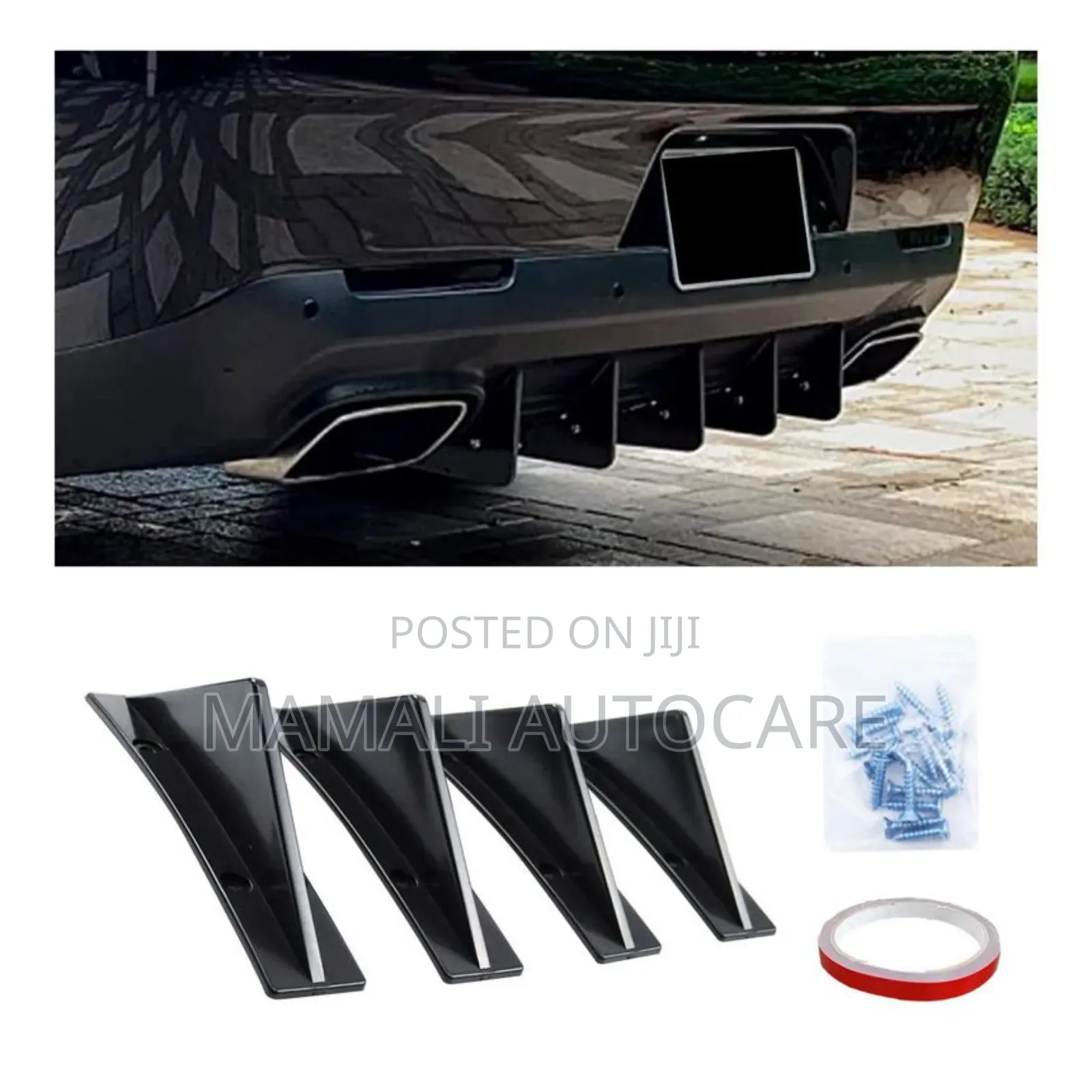 4 PCS Rear Bumper Diffuser Universal Fit- Black Sport Fins
