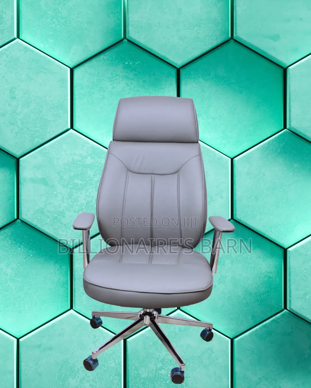 Grey Executive Leather Office Chair — Lumbar Support #257