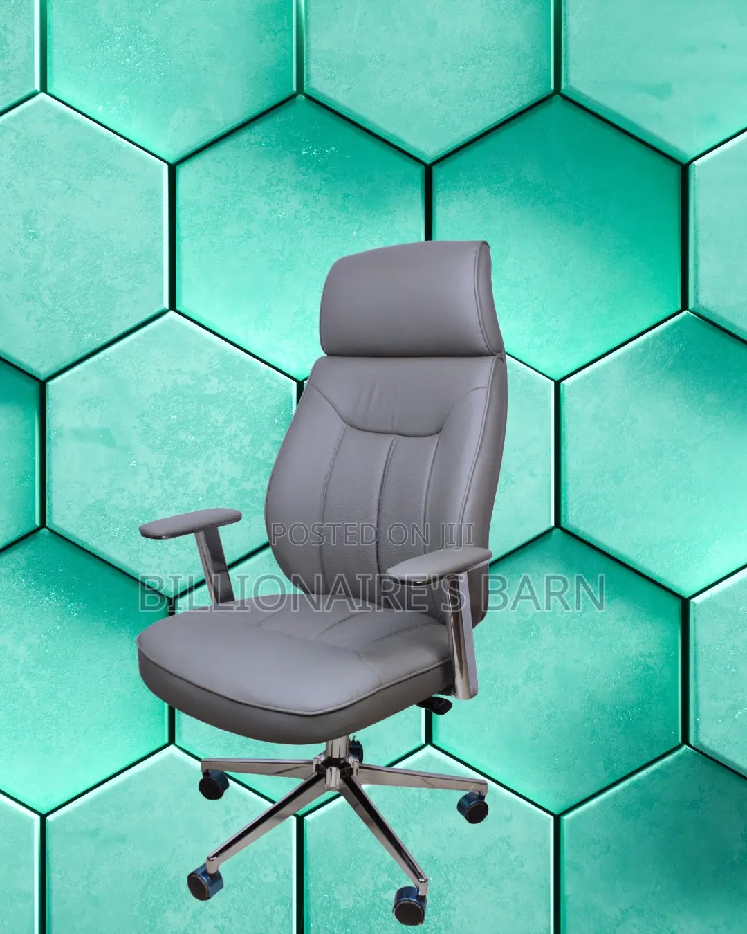 Grey Executive Leather Office Chair — Lumbar Support #257