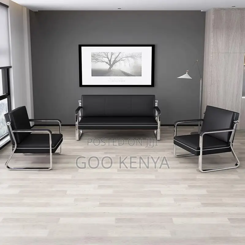 Office Sofa; 5-Seater Leather Reception Sofa for Office Waiting Area