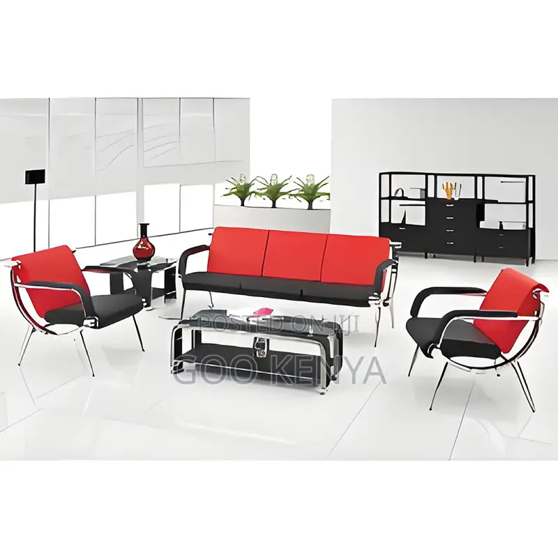 Office Sofa; 5-Seater Leather Reception Sofa for Office Waiting Area