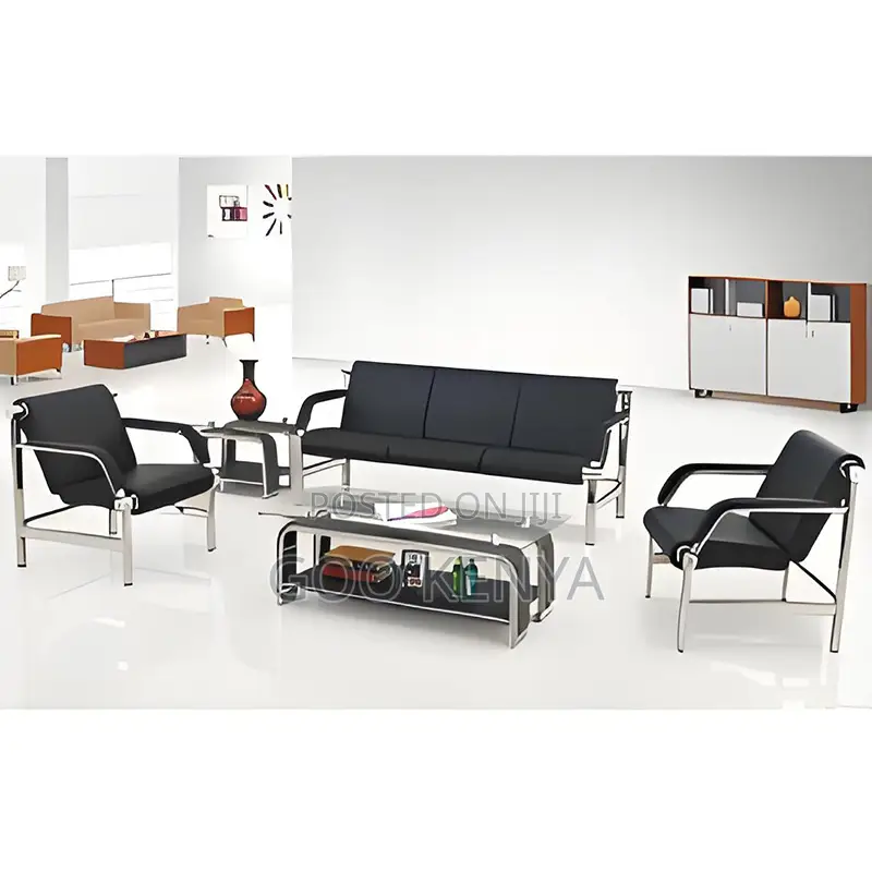 Office Sofa; 5-Seater Leather Reception Sofa for Office Waiting Area