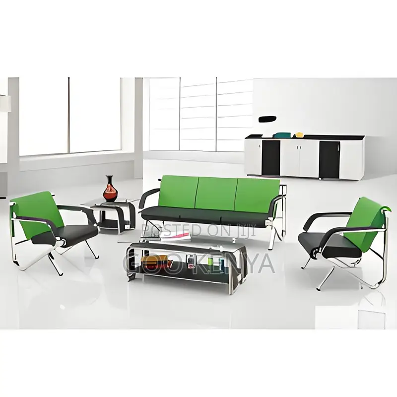 Office Sofa; 5-Seater Leather Reception Sofa for Office Waiting Area