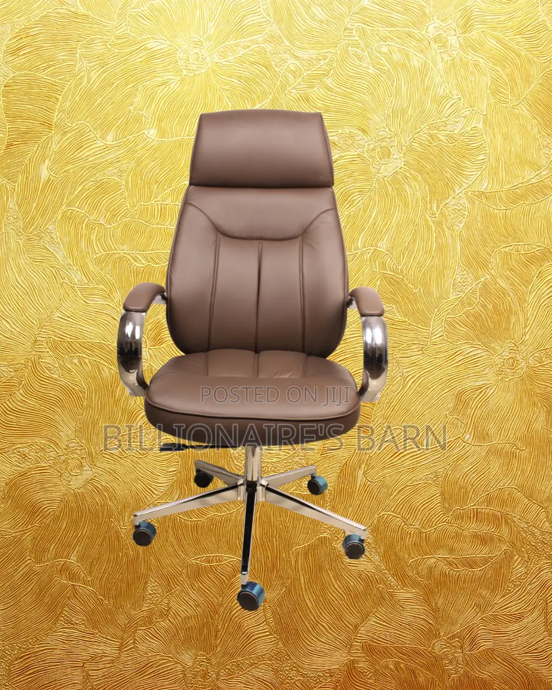 Brown Executive Leather Office Chair (Space-Saving)